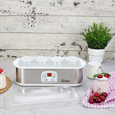 Zilan ZLN6104 joghurtkészítő, 25 W, 1,4 liter kapacitás, 8db üvegedény, állítható hőmérséklet, időzítő, automatikus kikapcsolás